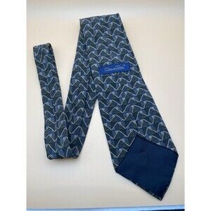 Oscar de la Renta Men's Tie Black Gold Grey Geometric Zig Zag Chevron Silk USA